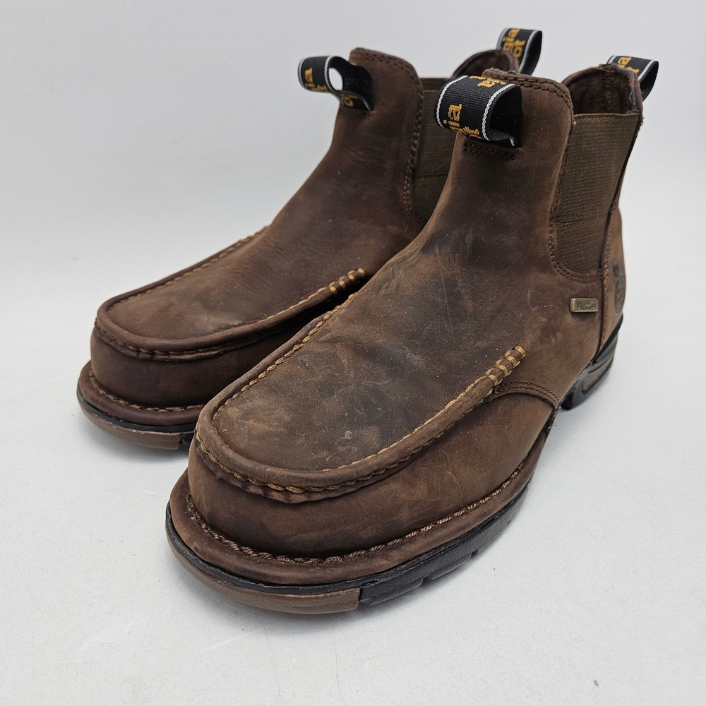 Georgia Boot GB00156 Mens 5 inch Dark Brown Waterproof Moc Toe Chelsea Work Boot